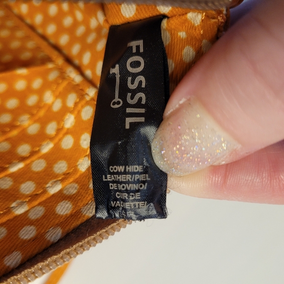 FOSSIL CLUTCH "Flower & Sunshine" Light Brown Leather w/ Pink, Orange, & Cream - Picture 6 of 12